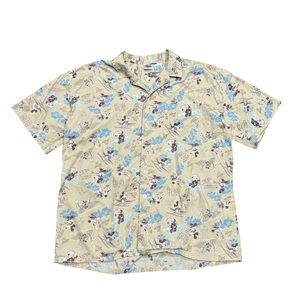 Disney Multi Mickey All Over Print Hawaiian Button Front Shirt Men’s Sz XL